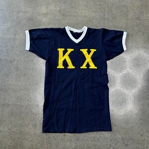 Vintage 70s Kappa Chi Fraternity Russell Mills Large Ringer Made In Usa Shirt